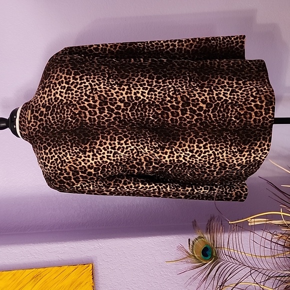 Michael Kors Animal Print Cardigan Sweater Top, Size Large - Picture 4 of 13